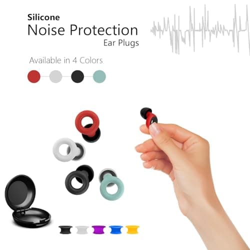 Reusable Ear Plugs for Sleep - Noise Cancelling, Snoring, Travel, and Concerts | 25dB Hearing Protection with Noise Reduction | Comes with 8 Ear Tips and XS/S/M/L - Black (Red) — view 5