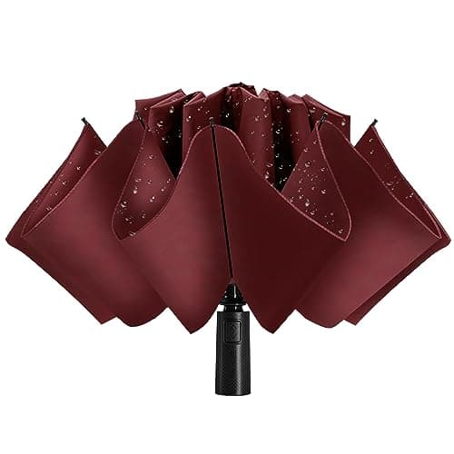 ACEIken Umbrella Reverse Close Folding Windproof for Travel,106cm Burgundy — view 4