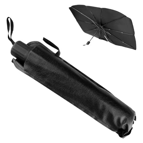 Car Windscreen Umbrella Sunshade with Mirror Opening and Storage Cover