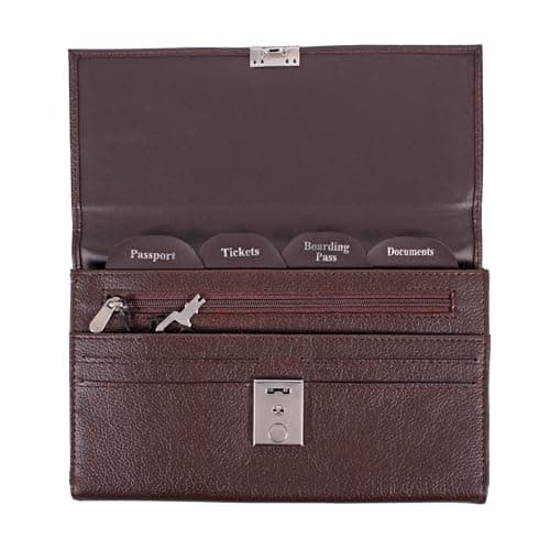 AR BRAND EST. 2021 Travel Document Wallet Organiser with Lock for Passport (Dark Brown) — view 3