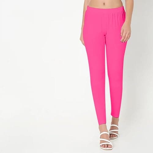BODYWEAR LTD Womens Leggings Plain Stretchy Soft Leggings with Elasticated Waist Comfortable Plain Bottoms for Sports, Exercise, Active, Casual Wear Baby Pink, M-L — view 4