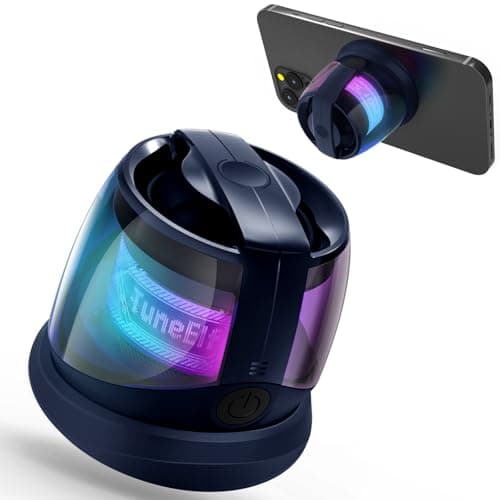 EDUPLINK Mini Magnetic Bluetooth Speaker with RGB Lights, TWS Stereo, IPX4 Waterproof, 10 Hours Playtime, Pocket Size, Magnetic Holder for iPhone, Android (Blue)