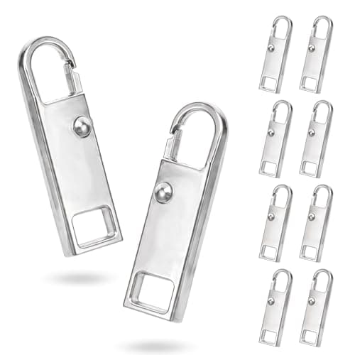 8PCS Zip Pull, 4 Colors Replacement Zipper Pull Repair Kit Universal Zipper Fixer Repair Accs for Luggage Clothing Suitcase Purses Zipper(Silver)