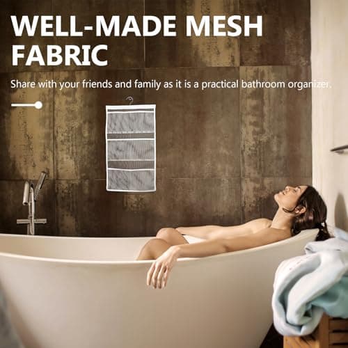 DIYEAH Hanging Mesh Shower Organizer White 6 Pocket Storage Bag — view 6