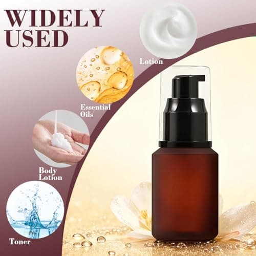 1PCS 60ML Glass Empty Upscale Refillable Cosmetic Cream Lotion Pump Bottle Container With Cap For Treatment Beauty Gels Liquid Serums (Brown) — view 4