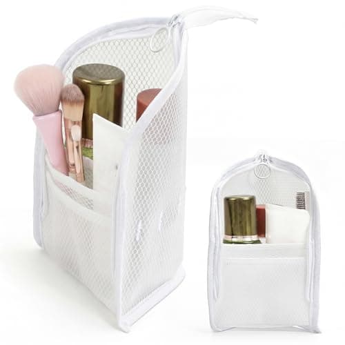 Standing Toiletry Bag,Waterproof Travel Toothbrush Storage Pouch with Holder,Portable Stand Up Organizer for Toothbrush,Makeup Brushes,Cosmetic Brush Bag for Hotel, Vacation,Trip (Black + White) — view 6