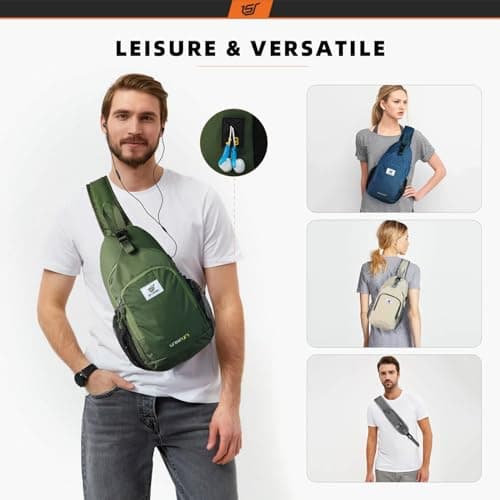SKYSPER Sling Bag RFID Crossbody Sling Backpack Cross Body Shoulder Bag Travel Hiking Daypack for Women Men(Blue,Medium) — view 6
