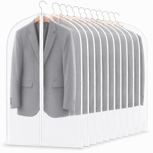 Garment Bags, 12 Pack 60cm x 100cm Breathable Suit Bag Covers with Zip, PEVA Clothes Cover Bags Coat Garment Bags Waterproof Moth Proof Dress Cover Bags for Wardrobe Storage and Travel (40" x 24")