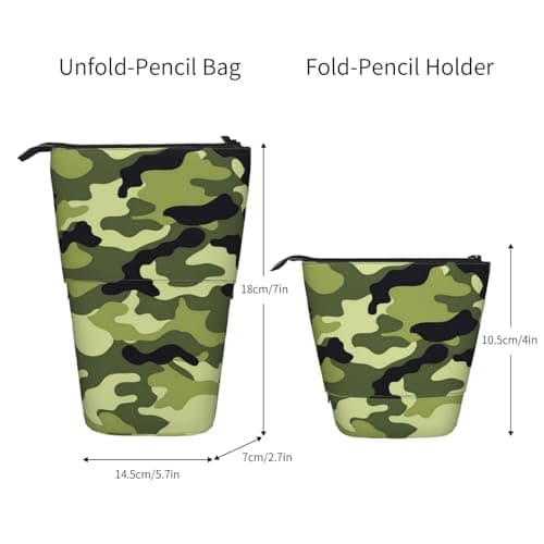 FFSHKOWE Camo Green Telescopic Pencil Case Adjustable Pen Pouch Organizer — view 4