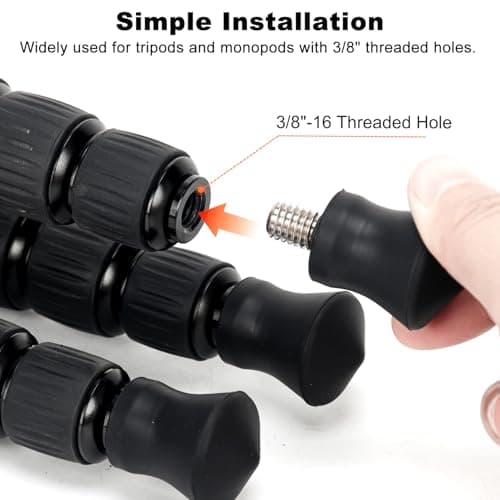 Koolehaoda Tripod Feet Rubber Spike Stainless Steel 3/8" Universal 3 Pack — view 3