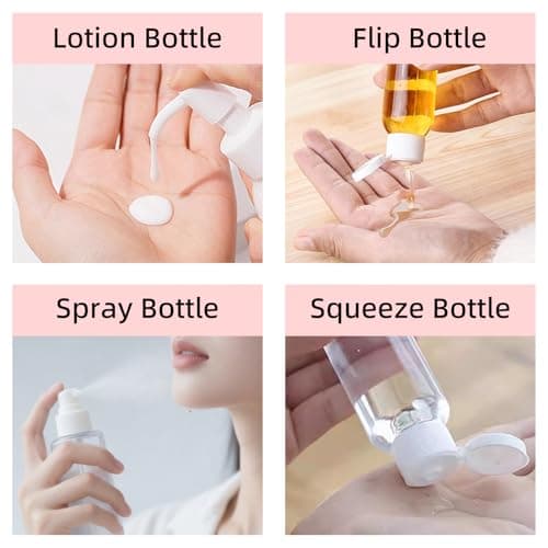 8Pcs Travel Bottles for Toiletries,100ml Travel Spray Bottle Mini Shampoo and Conditioner Set,Plastic Refillable Travel Pots,Clear Empty Small Jars with Lids for Traveling Make-up Skincare Cleaning — view 3