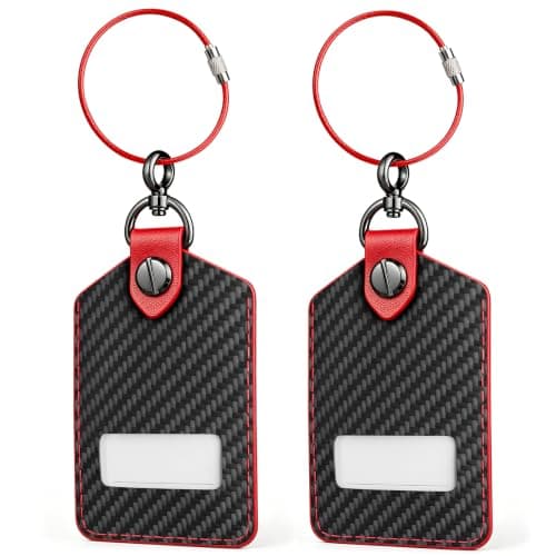 T-carbon 2-Pack Leather ID Luggage Tags for Travel Bag Suitcase