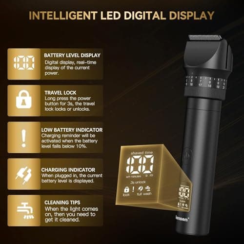 Beard Trimmer Men, 42 Adjustable Length Settings Hair Clippers Body Hair Trimmer Men with Zoom Wheel(1-21mm), Beard Trimmer Rechargeable Waterproof Electric Razor for Nose, Face, Head and Body — view 6