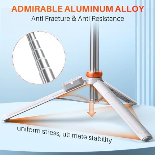 62” Phone Tripod with Remote, tripod for iPhone & Selfie Stick, High Strength Legs & Extendable Tube Travel Tripod Stand, Solidest Cell Phone Tripod Compatible with iPhone/Android/Camera(White) — view 3