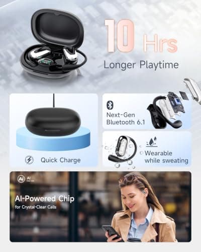 Open Ear Headphones Bluetooth 6.1 , Wireless IP55 Waterproof Sport Earbuds — view 2