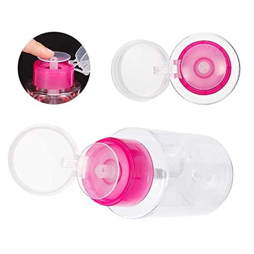 Nail Polish Remover Pump Bottle Dispenser 180 ML Push Down Cleanser Bottle Travel Empty Liquid Container for Nail Varnish Remover & Makeup Remover Nail Art Tool(2 Pack) — view 3