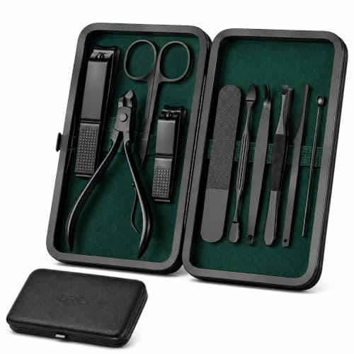 Manicure Set Stainless Steel Nail Care Kit 10 Pieces with Travel Case