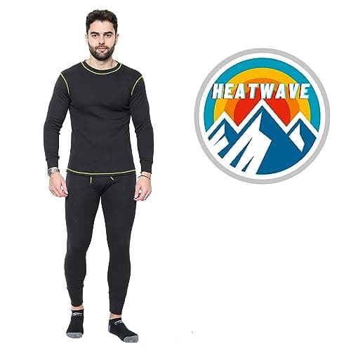 Heatwave Pro Work Mens Thermal Set Baselayer Long Sleeve Top & Long Johns Pants Sets Warm Underwear Trousers S M L XL XXL Winter Thermals, Medium Black — view 6