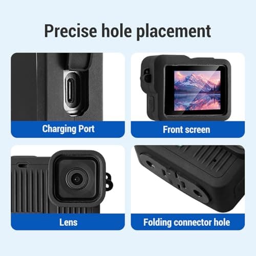 Cocoarm Silicone Protective Case for 4K Action Camera, Scratch and Impact Resistant Action Camera Cover with Battery Side Cover Lens and Lanyard for Travel Cycling Recording — view 2
