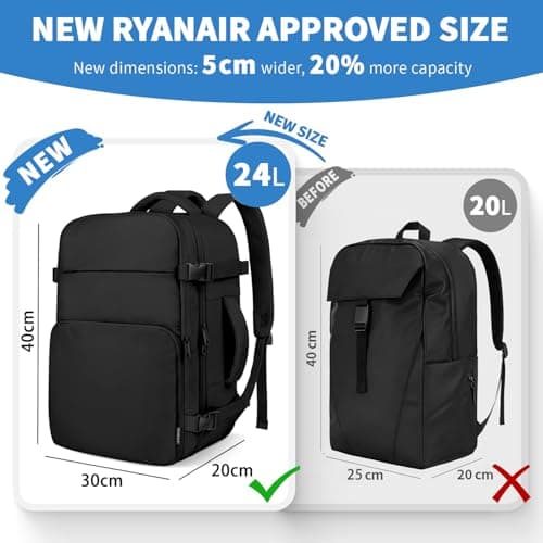 ZOMFELT for New Ryanair 40x30x20 Cabin Bag, 24L Travel Backpack Cabin Size — view 2