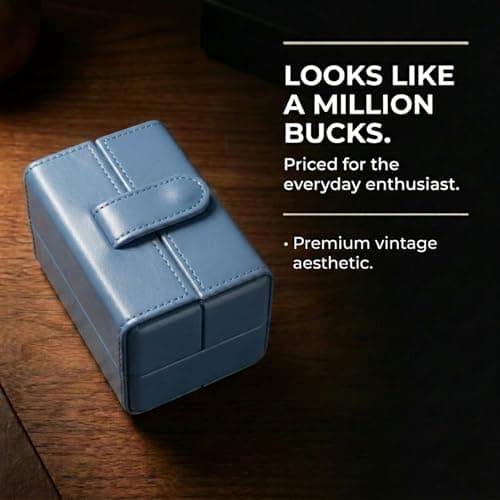 HOUSEOFHIGGINS Single Watch Travel Case - Vegan Leather Exterior & Soft Microfiber Lining - Vintage Style Watch Box for Men & Women - Fits Watches Up to 42mm - Perfect for Travel or Gift — view 4