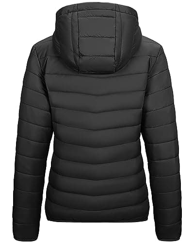 Outdoor Ventures Women's Winter Lightweight Puffer Jacket with Hood, Warm, Short, Packable, Quilted, Transitional, Padded Jacket for Ladies, Lined for Hiking, Travel Black S — view 6