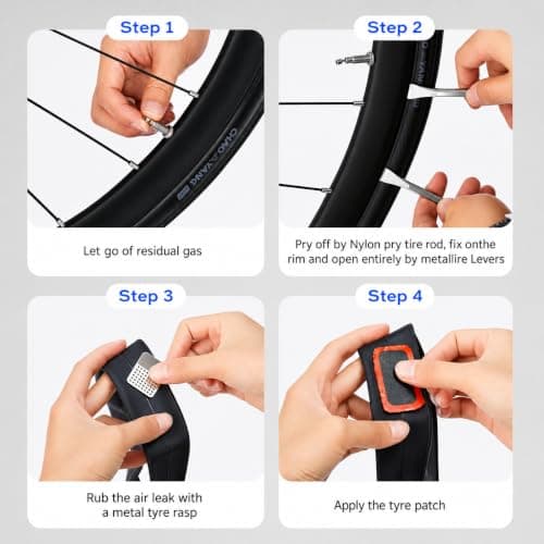 All-in-One Bike Tool Kit & Puncture Repair Kit | Bike Repair Kit with 3 Tyre Levers | for Road, Mountain Bike & BMX | Essential Bike Accessories for Men & Women — view 5