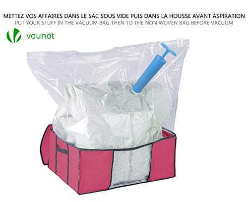 VOUNOT Set of 4 vacuum storage bag Large Capacity XXL | 4 Vacuum bags with 4 storage boxes | 2 small model 154L and 2 large models 484L | Compression Bag- Compression box, Multi-coloured — view 4