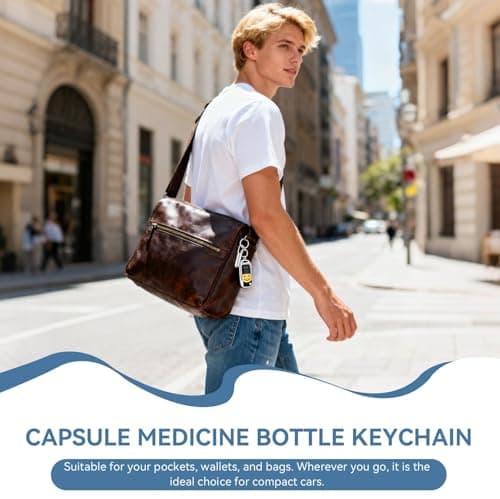 Medicine Organizer Holder, Stainless Steel Medicine Container Sealing Waterproof Portable Mini Capsule Bottle Holder Keychain Weekly Pill Box for Outdoor Travel Home (Mini) — view 5