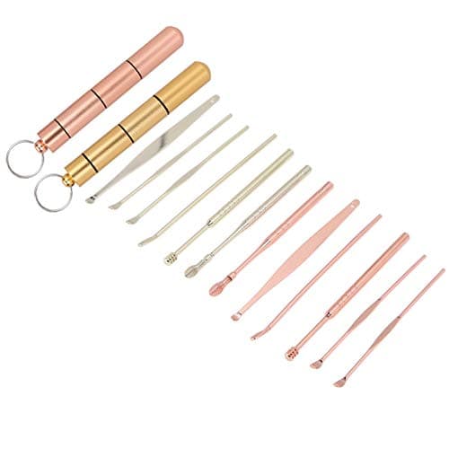 Fabater Earwax Remover Kit, Stainless Steel, 12 Pcs (Rose Gold+Gold) — view 4