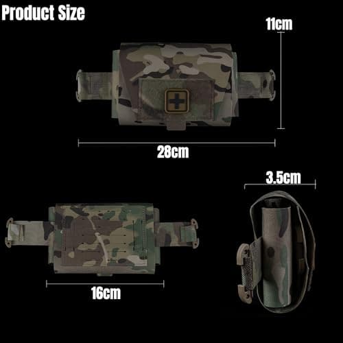 Compact MOLLE First Aid Kit - Quick-Detach Lightweight Emergency Medical Pouch for Outdoor Safety & Survival Gear (Khaki) — view 2