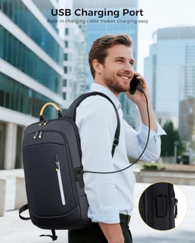 Lekespring Laptop Backpack for Men, 15.6 Inch Slim Business Travel Rucksack — view 5