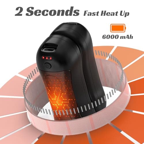 FANDLISS 2-in-1 Hand Warmer Rechargeable,Portable 6000mAh,3 Heat Mode,Black — view 3