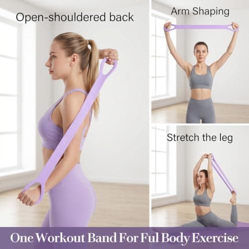 3Pcs Figure 8 Resistance Band with Handles, Silicone Elastic Exercise Band, Arm|Back Training Elastic Ropes, Non-Slip Resistance Bands for Women Arms Shoulder Back Legs Stretching Pilates Yoga — view 2