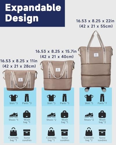 Arxus Rolling Duffle Bag with Wheels 25-55L Travel Handbag Carry-On Luggage — view 4