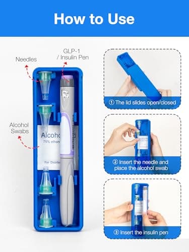SUNMON Insulin Pen Travel Case, 3D Printing Case, Blue — view 3