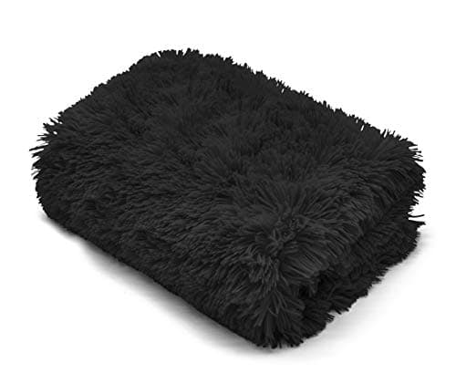 Cuddles Throws Hug & Snug Long Pile Fulffy Fur Fleece Blankets Super Soft Warm Cosy Couch Sofa Settee Bed Sherpa Fleece Throws Travel Multipurpose Large Blankets (Black, Double - 150x200cm)
