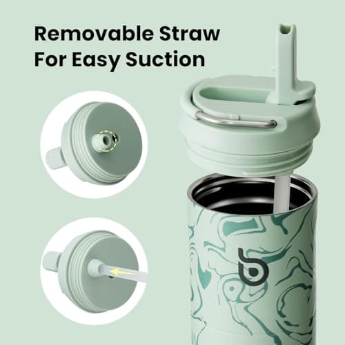 Bottle Bottle Stainless Steel Water Bottle 700ml with Straw and Lid Sports Insulated Metal Water Bottles with Handle(Valley Green) — view 5