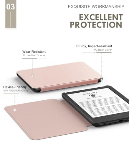 MoKo Case for 6" Amazon Kindle Basic 11th Gen 2024/2022, Rose Gold — view 4
