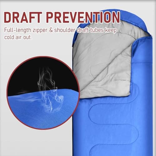 Outdoor Sleeping Bag for Camping, for 3-4 Seasons, Adult & Kids Sleeping Bag,Small Packed Size, Ultralight Carry Bag, Soft, Thick and Warm, for Hiking, Backpacking and Camping (Blue) — view 5