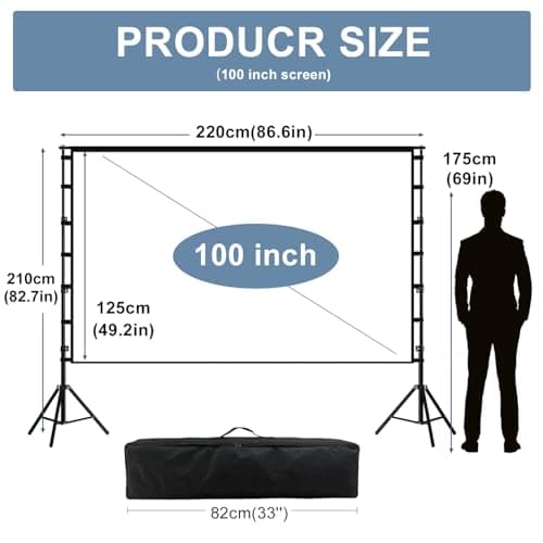 100 Inch Portable Projector Screen with Stand –lejiada Wrinkle-Free Outdoor 16:9 160° View Indoor Projection Screen, Anti-Wind Aluminium Tripod, Front Rear Projection, 10-Year Exchange — view 3