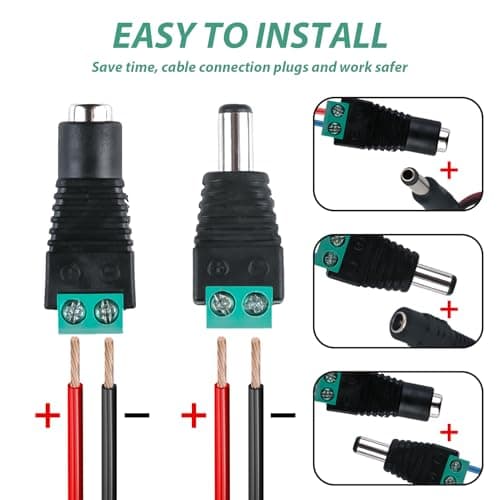 10 Pack 5.5 mm X 2.1mm Connector 12V DC Power Male Female Barrel Jack — view 5