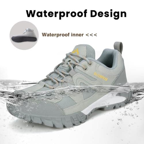 CC-Los Women's Waterproof Outdoor Walking Shoes Non-Slip Lightweight Hiking Grey Wide Size 5-5.5 — view 4