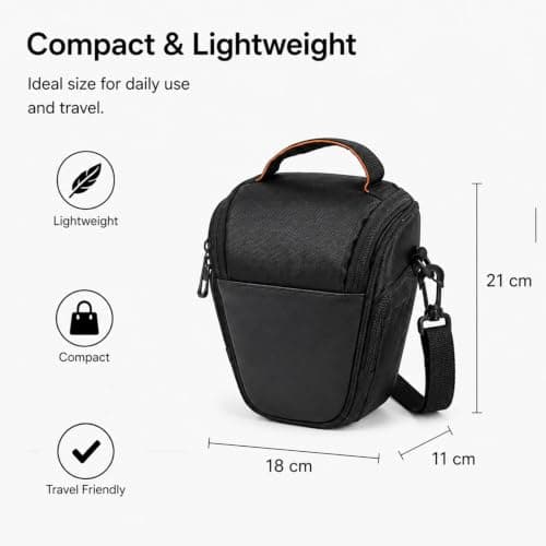 SEPSCO Camera Bags & Cases, DSLR Camera Sling Bag Large Capacity Shockproof Waterproof Adjustable Shoulder Triangle Compatible for Canon, Nikon, Fuji, Panasonic, Sony (Black) — view 2
