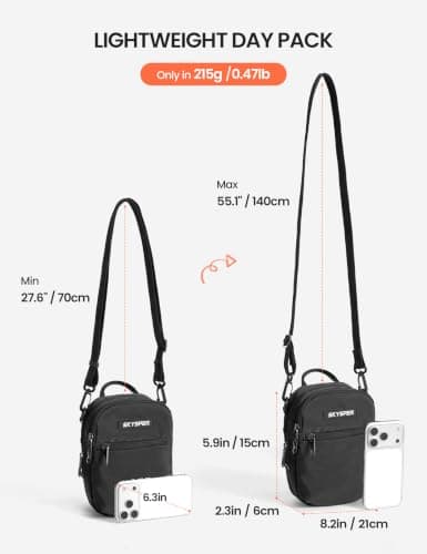 SKYSPER Small Anti Theft Crossbody Sling Bag RFID Cross Body Bag Travel Shoulder Daypack(Black) — view 5