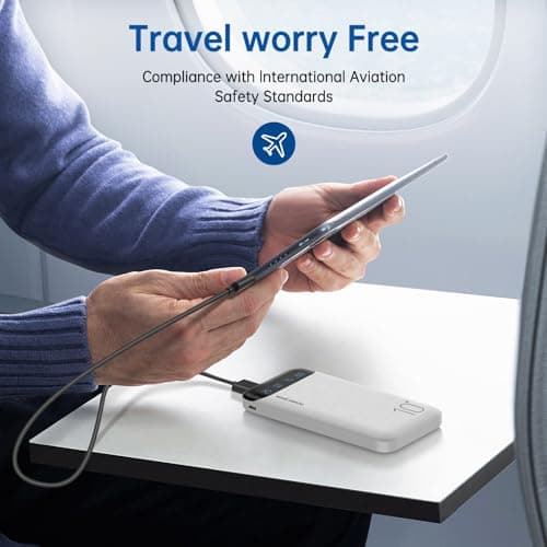 Portable Charger 10000mAh Slim USB C Input and Output Power Bank with LED Display Lightweight External Battery Pack Compatible for iPhone 14/13/12, iPad, Samsung etc. (white) — view 5