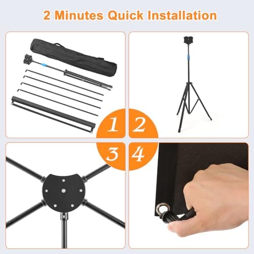 2025 Upgraded Fiberglass Projector Screen with Tripod - 80” 4K HD Quick Installation Projection Screen, Portable, 16:9 Foldable Wrinkle-Free - Perfect for Home Cinema, Studios, Yards, Travel — view 4