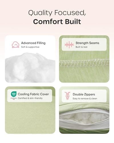 Nuliie Pregnancy Pillow for Sleeping, U Shaped (Cooling Light Green) — view 6