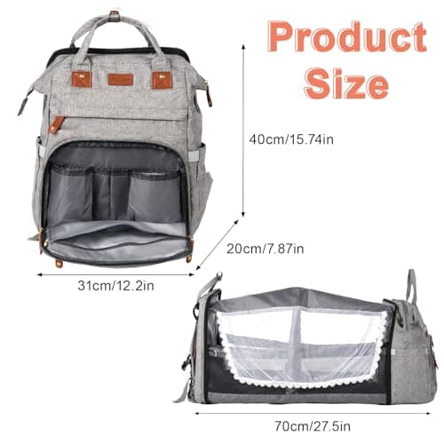 LN COZY CORNER Baby Changing Backpack – Stylish Multifunctional Large Nappy Bag with Built-In Changing Mat, Insulated Bottle Pockets, and Multiple Compartments for Mum & Dad (Grey) — view 3