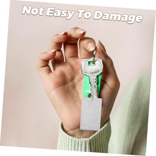 LIOOBO Stainless Steel Keychain Blanks Engravable Rectangular Metal Key Ring for Men Minimalist Key Holder Home Office Travel Accessory — view 3